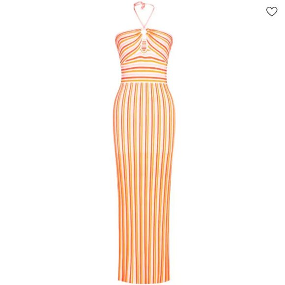 AMUR Valena Striped Halter Midi Dress in Sorbet NWT - Picture 5 of 10